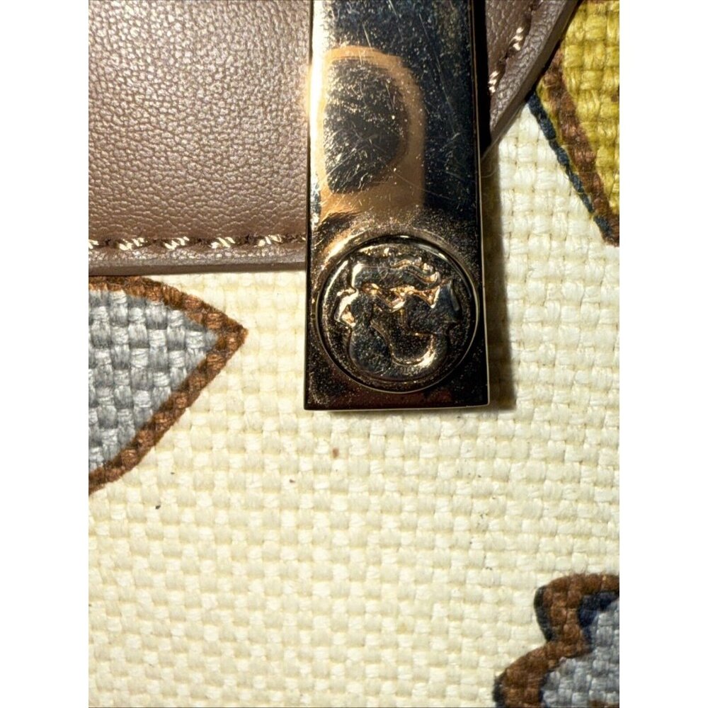 Sparrtina 449 Daufuskie Island Leather Purse Shoulder Bag Floral Yellow Brown - Picture 5 of 14